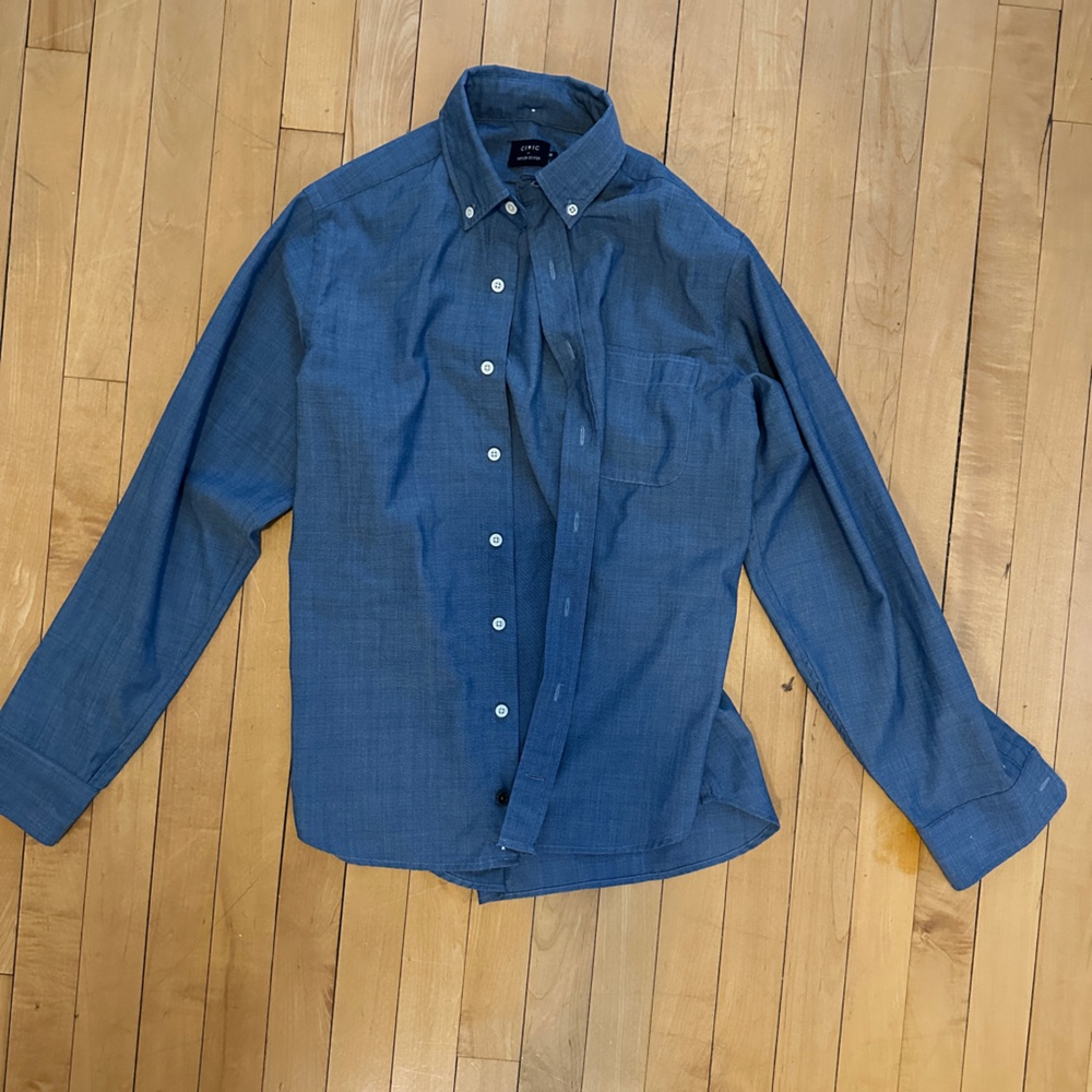 Taylor Stitch Civic The Jack Merino Oxford Chambray Blue Size 38 Small